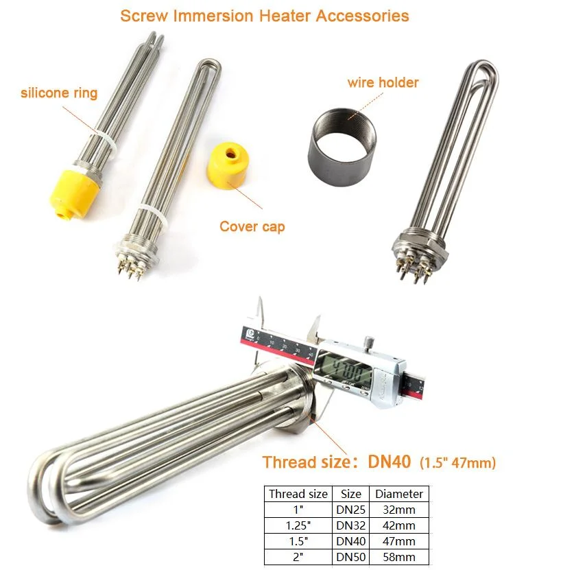 380V 3000W Screw Plug Industrial Electric Coil Heater Element Water Boiler Immersion Heater